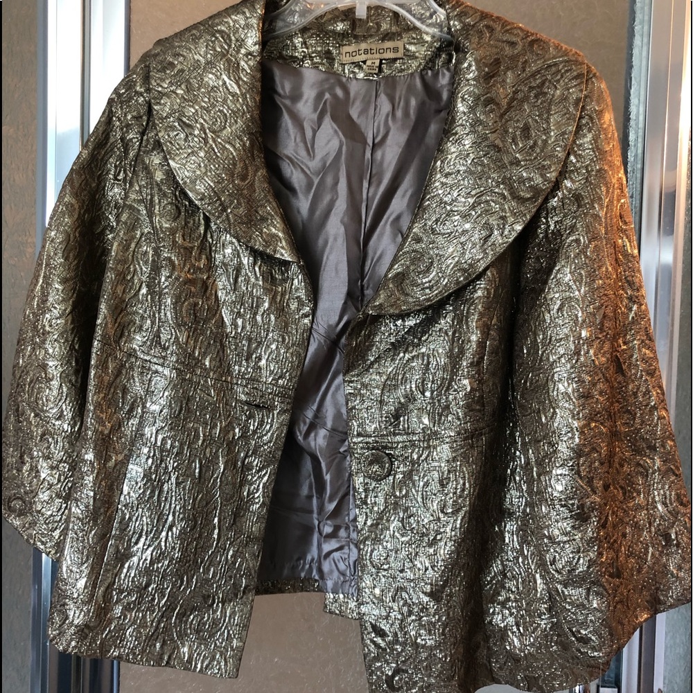 Gold damask look cropped jacket